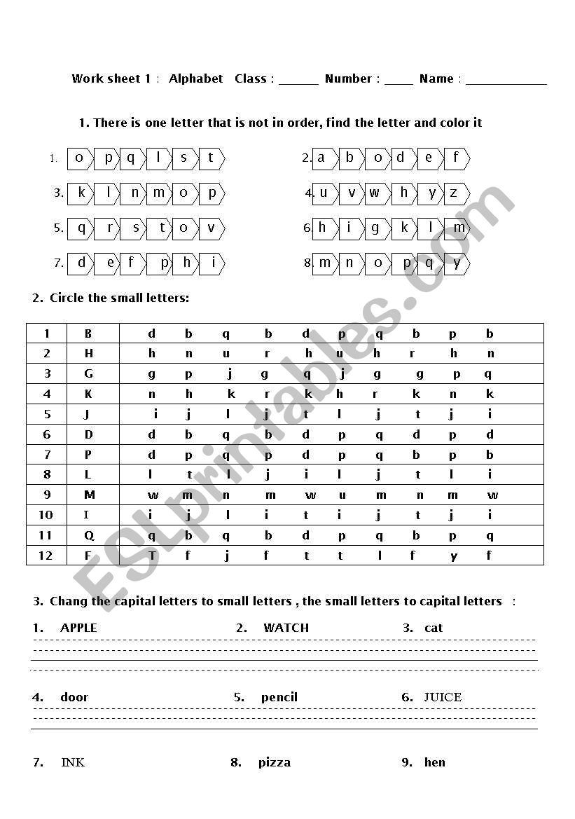 alphabet worksheet