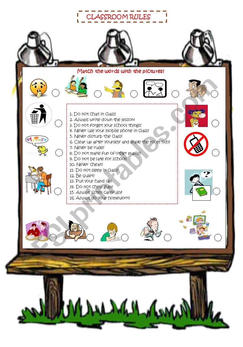 Classroom english worksheet