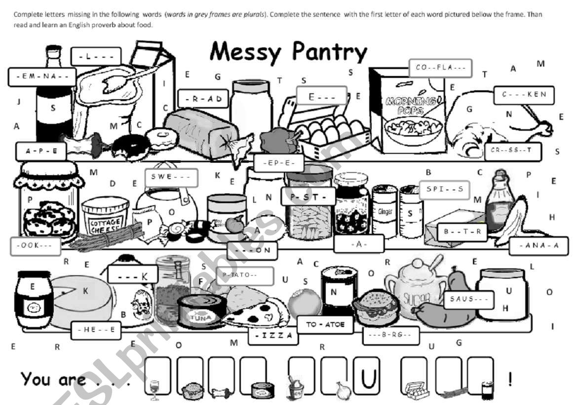 Messy Pantry worksheet