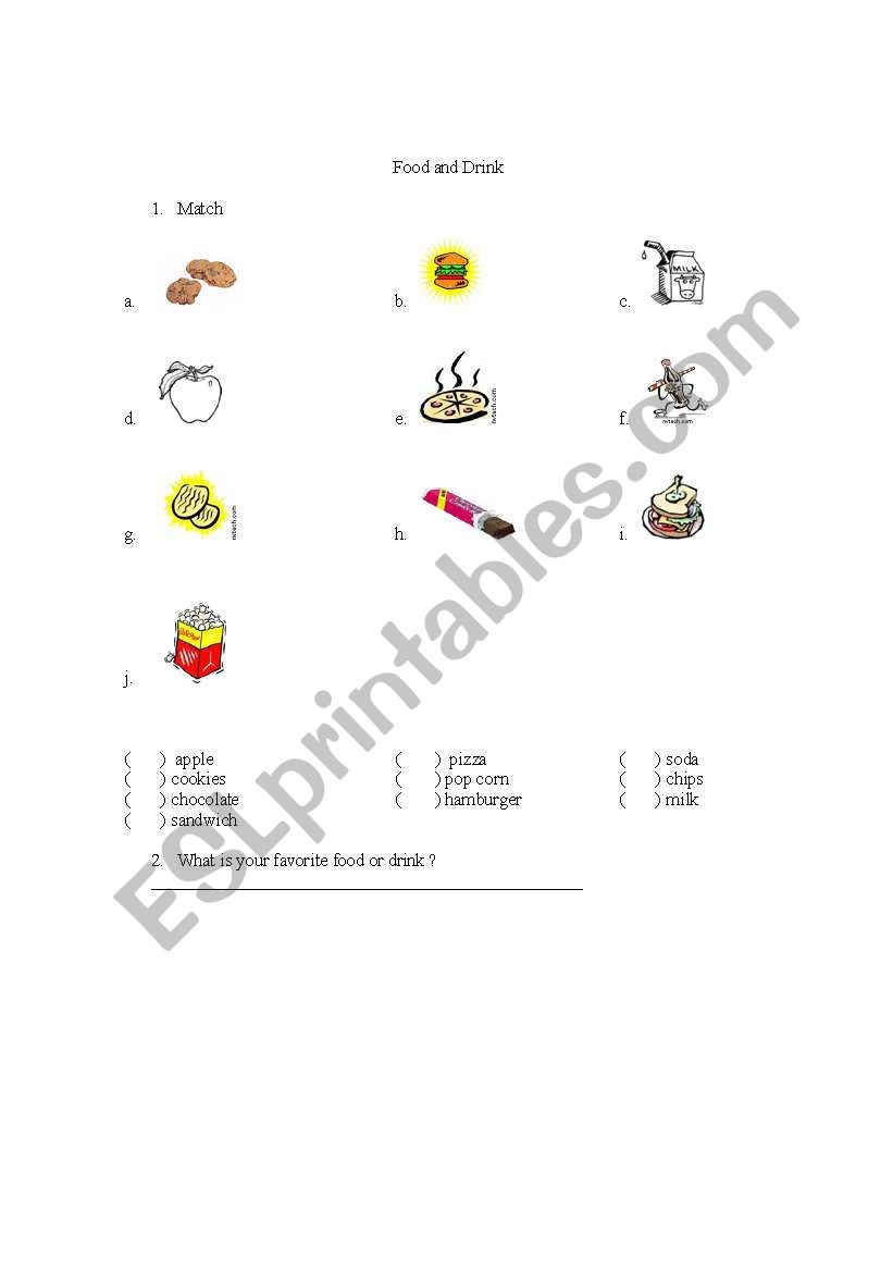 Food and Drink  worksheet