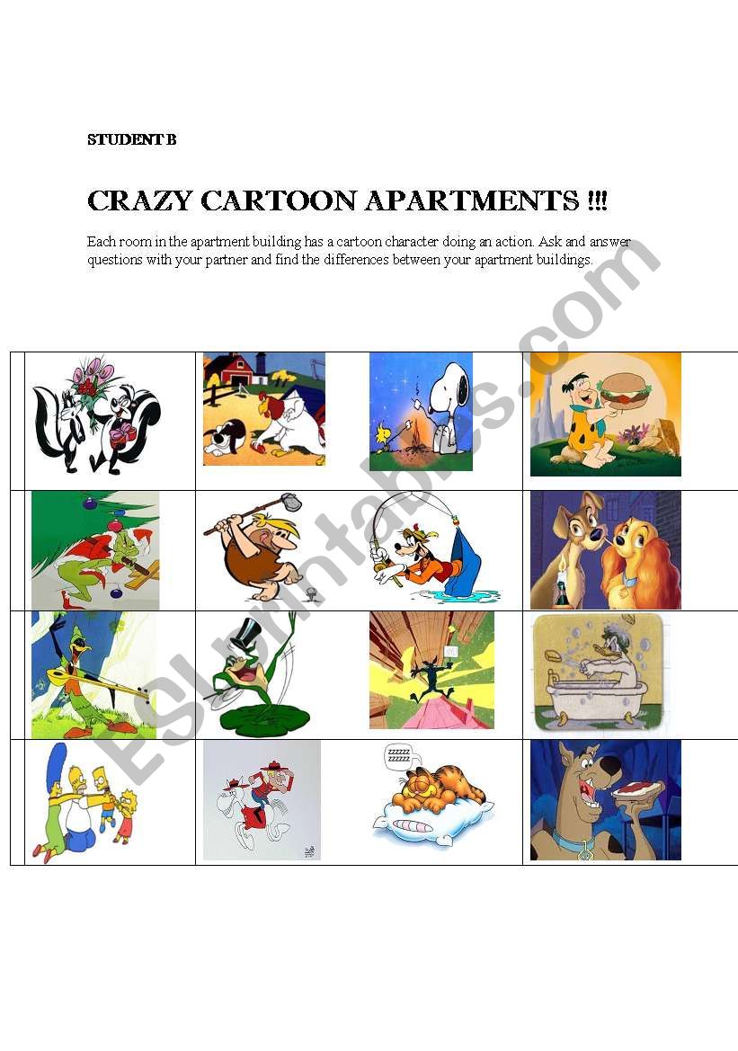 Crazy Cartoon Apartments B worksheet
