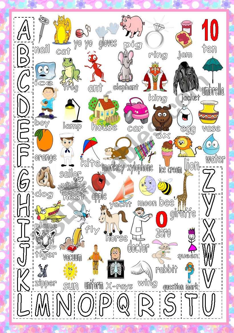 My ABC :poster/matching game/learning new vocabulary (editable)