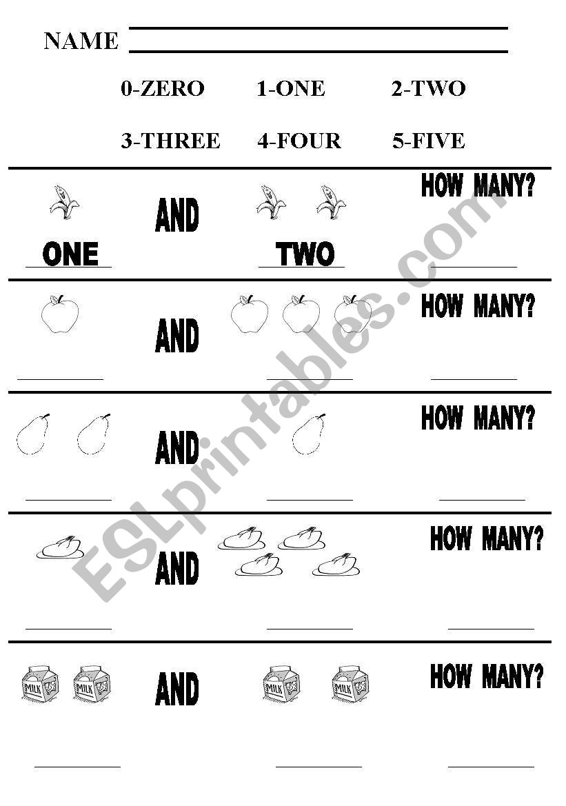 Additions for infants worksheet