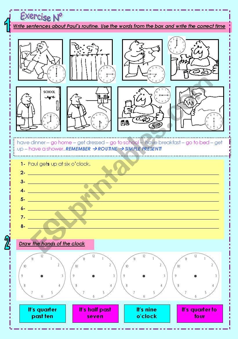 Routine + Time worksheet