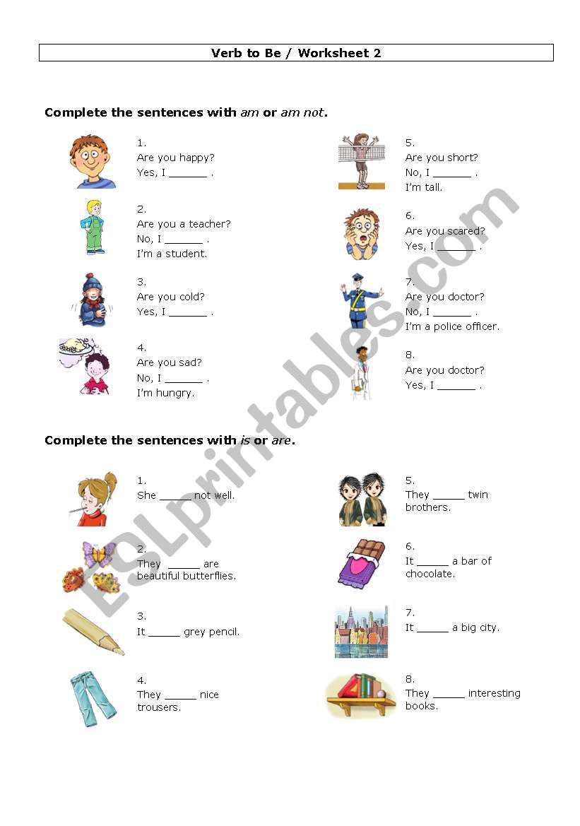 Verb To Be - Worksheet 2 worksheet