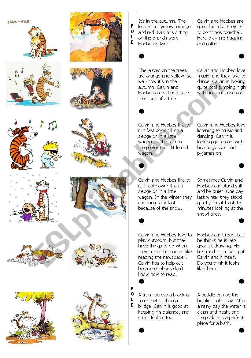 Calvin and Hobbes punch card worksheet