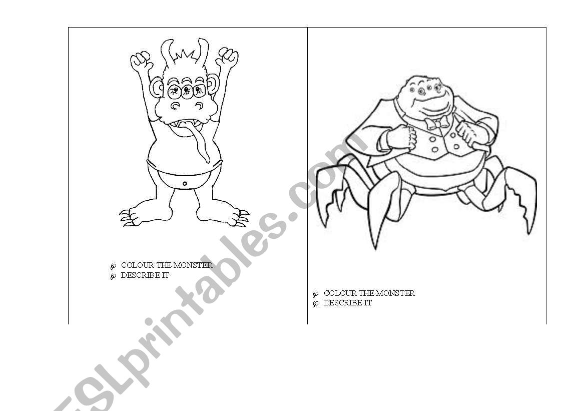 Monsters - parts of the body worksheet