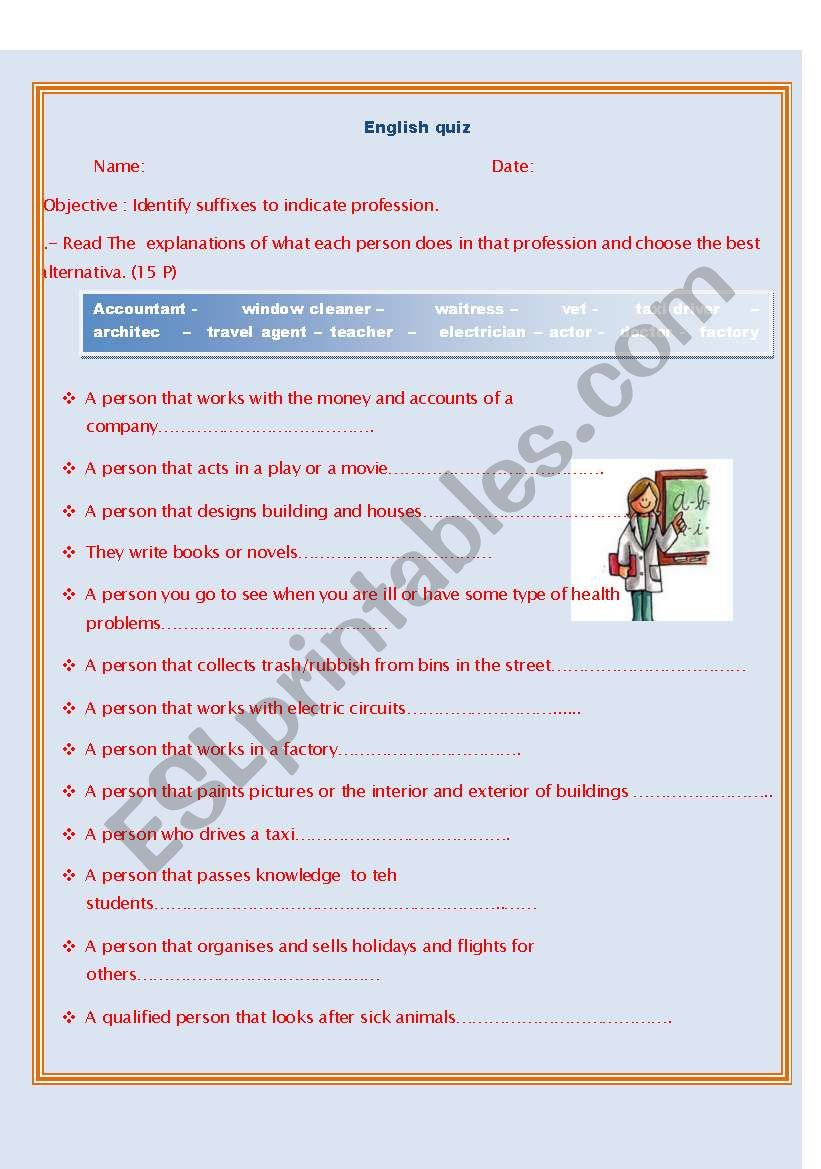 Suffixes to indicate proffesion