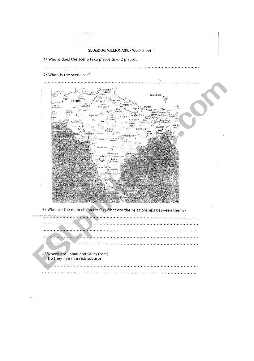 slumdog millionaire worksheet