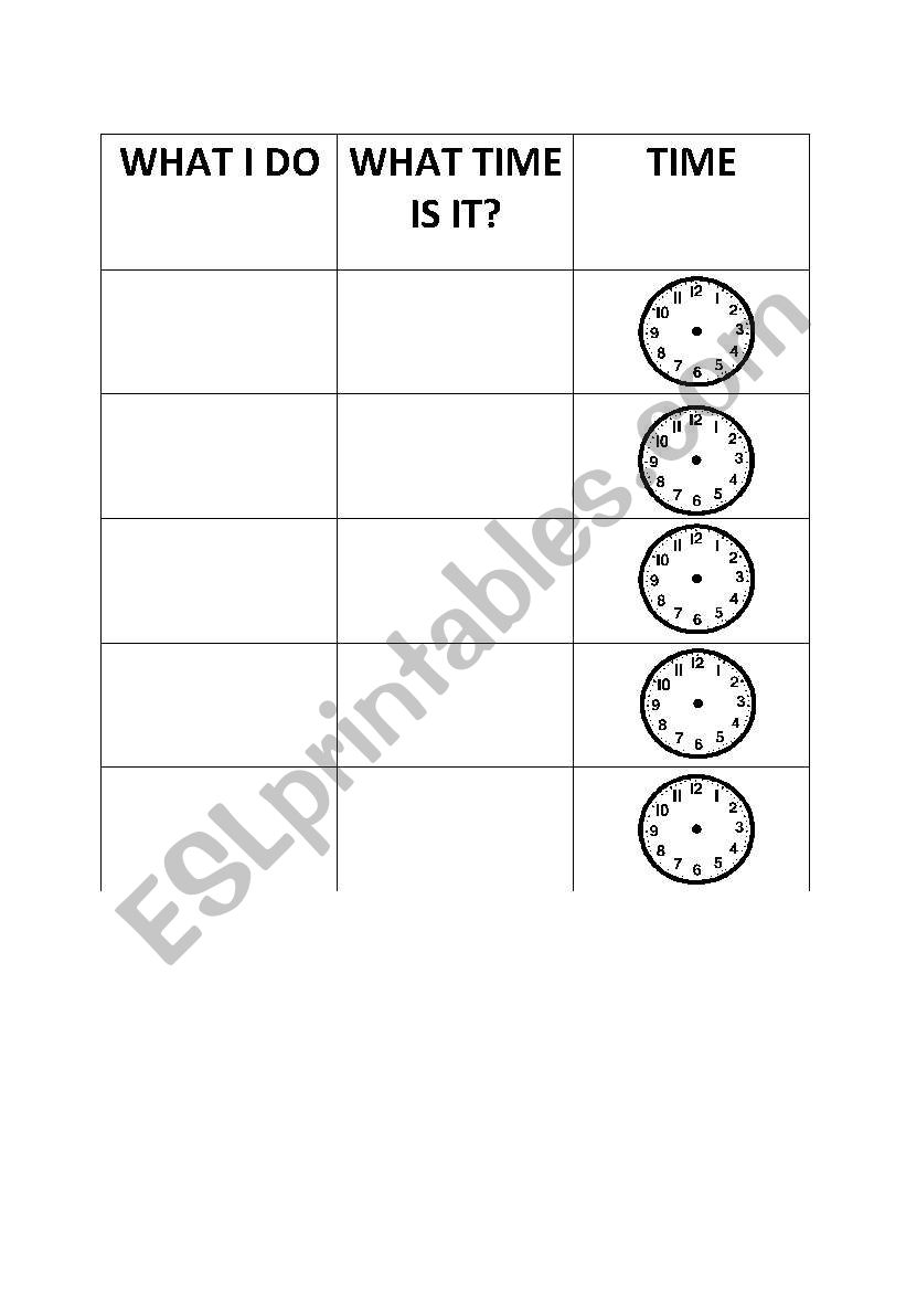 Routine actions worksheet