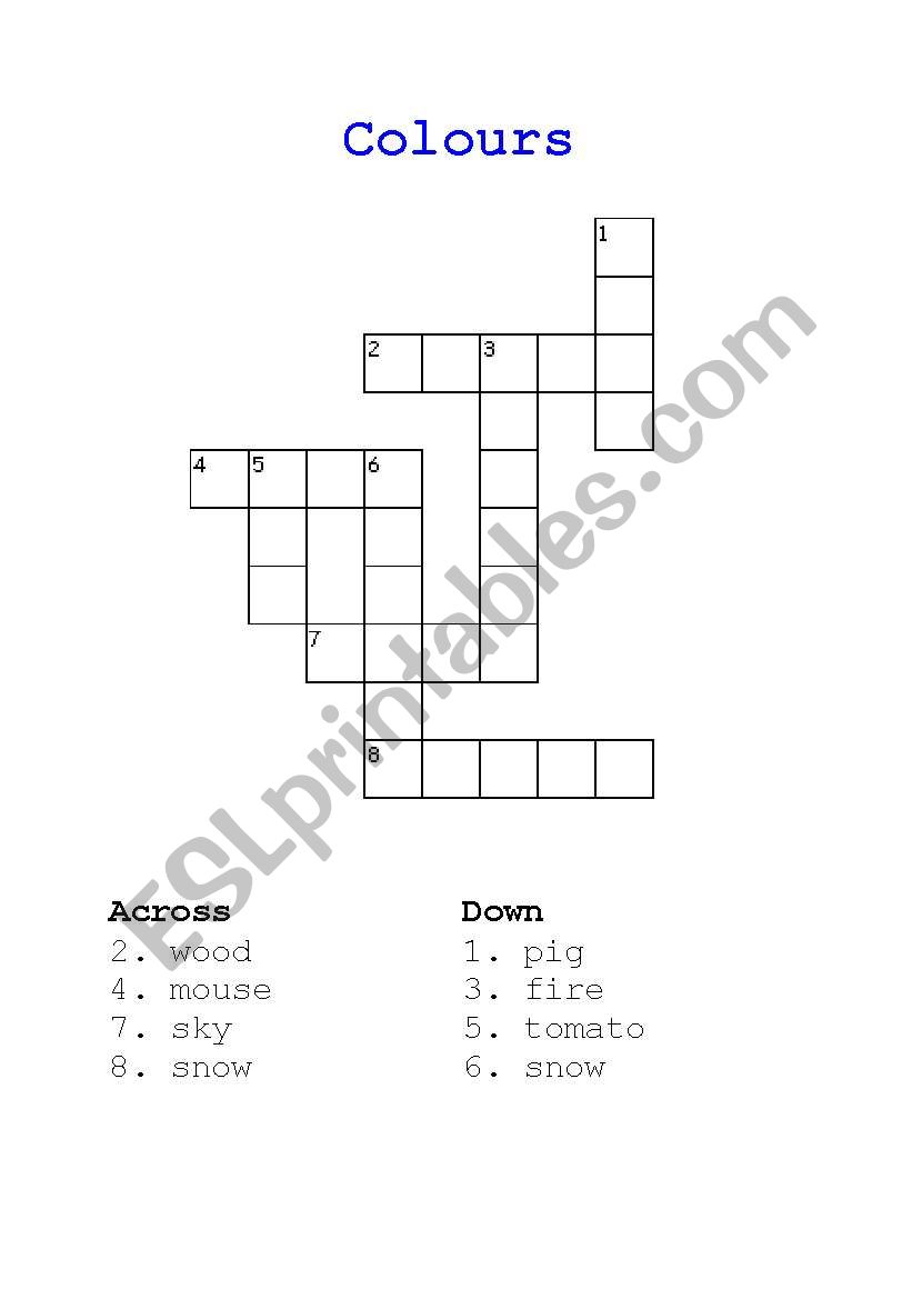 Criss Cross - colours worksheet
