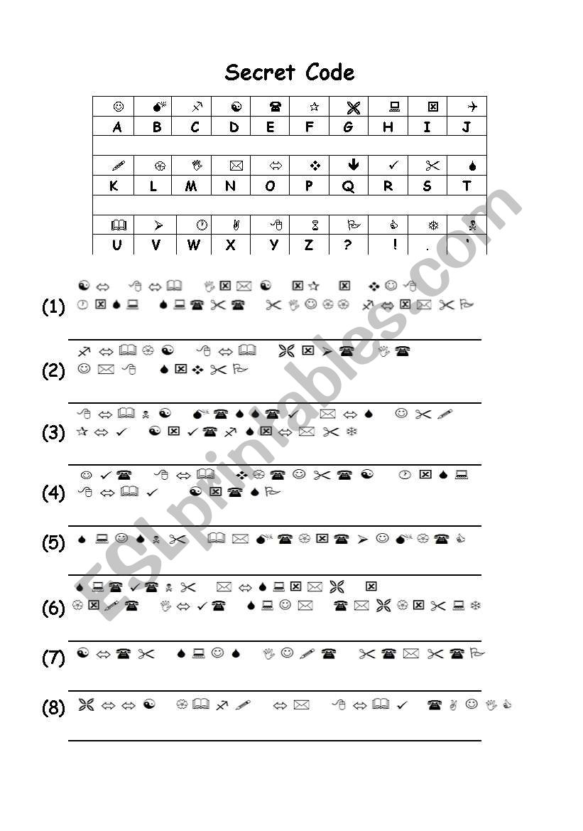 Secret Code worksheet