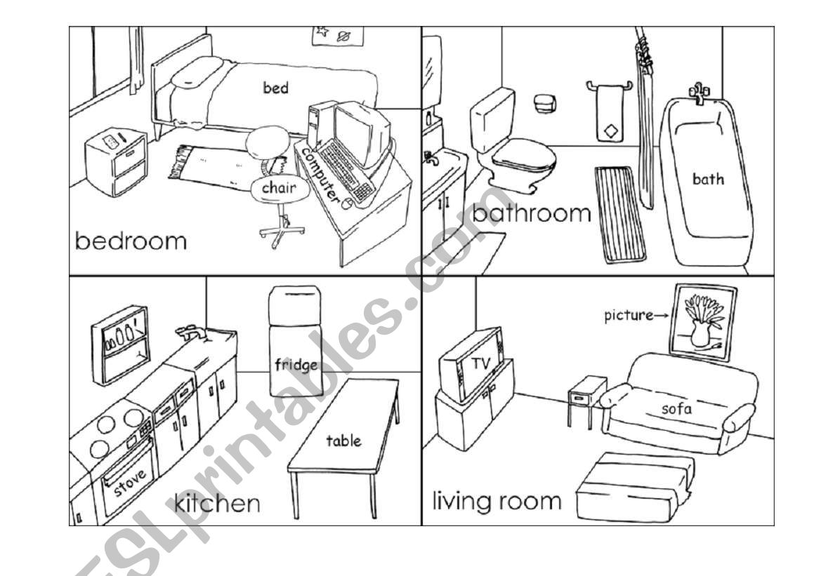 PARTS OF THE HOUSE, FURNITURE worksheet