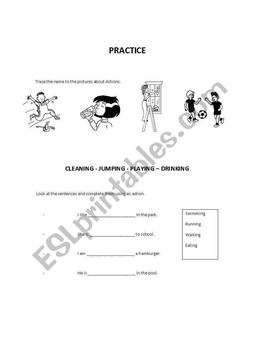 Actions worksheet