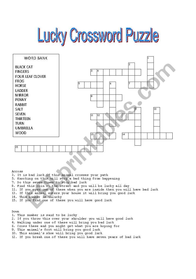 Lucky Crossword Puzzle & Friday the 13th Word Game