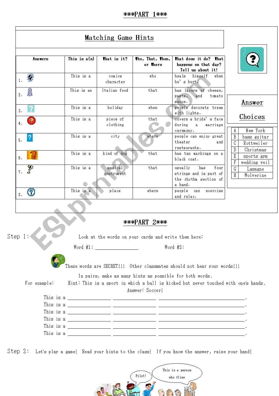 Relative Clause Activity and Game 