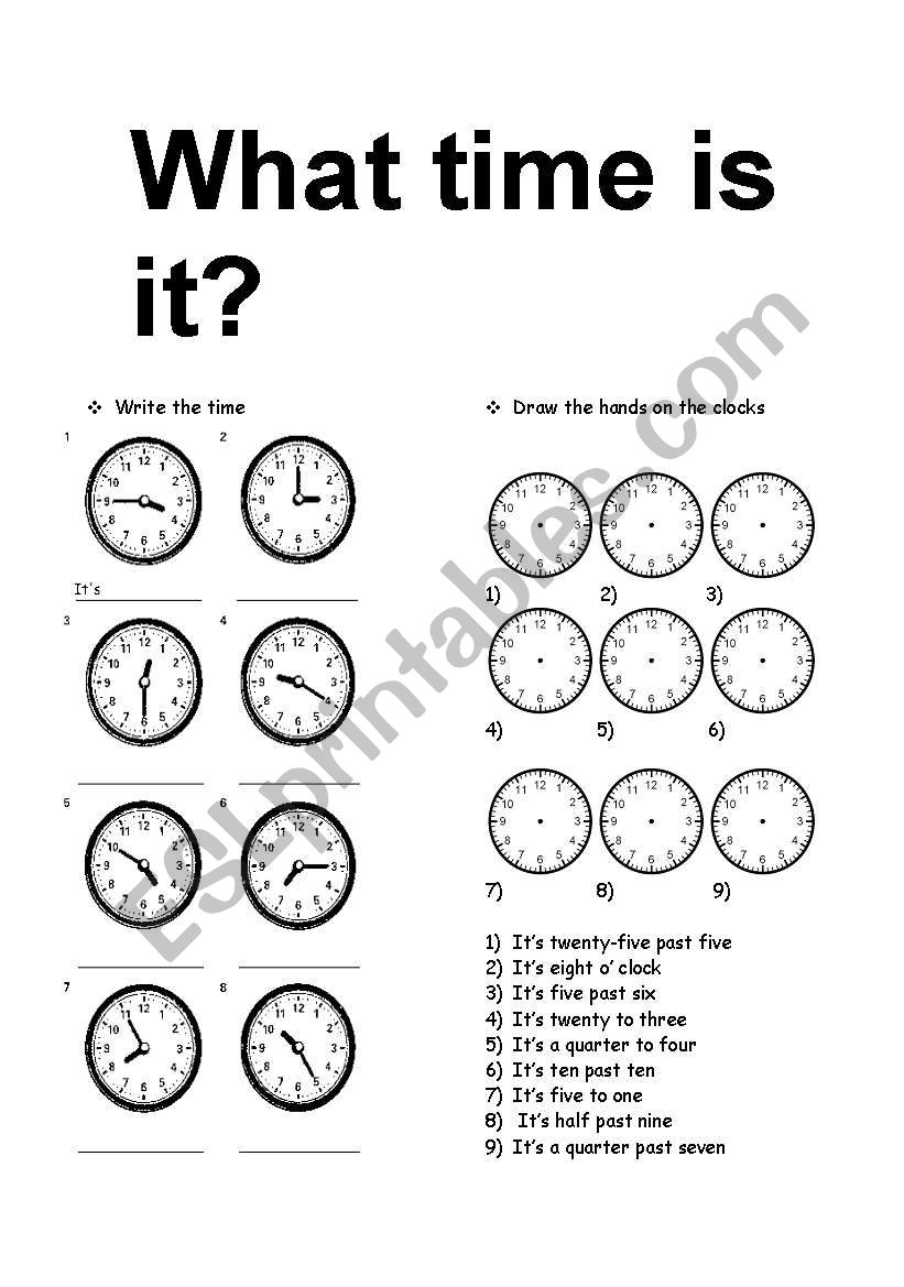 What time is it? worksheet