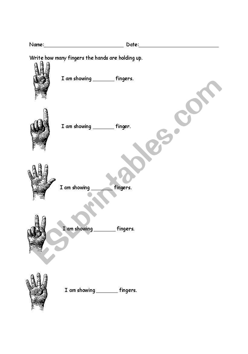 Count The Fingers worksheet