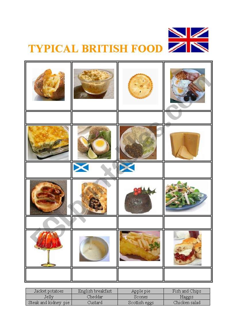 Typical British Food worksheet