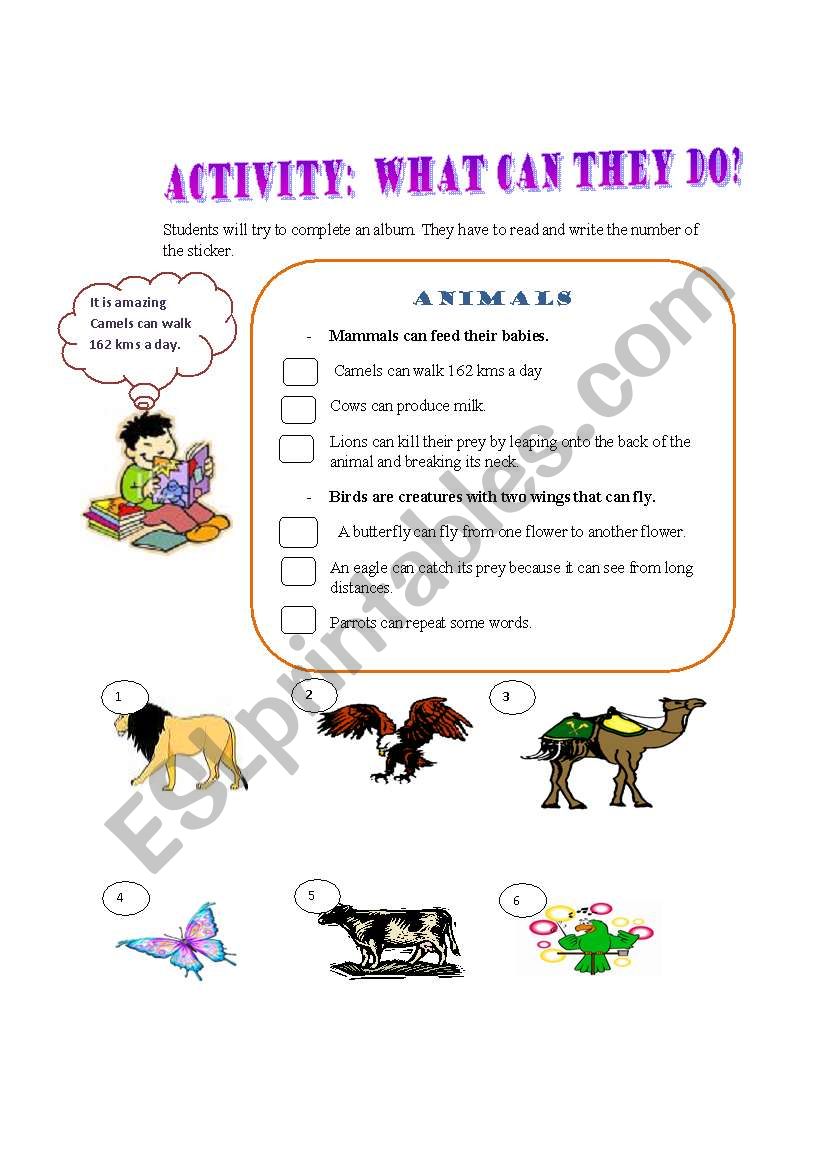 Animals Abilities worksheet