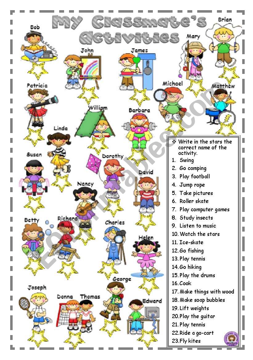 MY CLASSMATEÂ´S ACTIVITIES worksheet