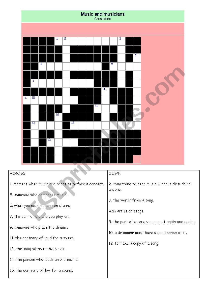 music and musicians crosswords