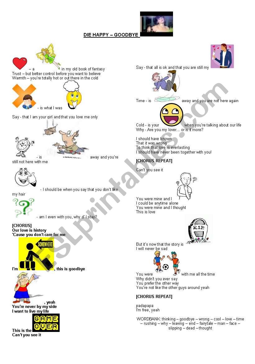 Die Happy - Goodbye  worksheet