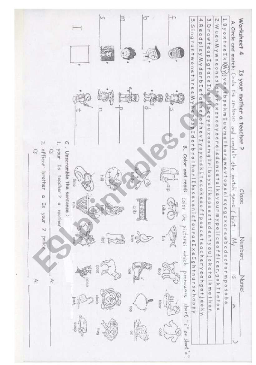 family&jobs worksheet