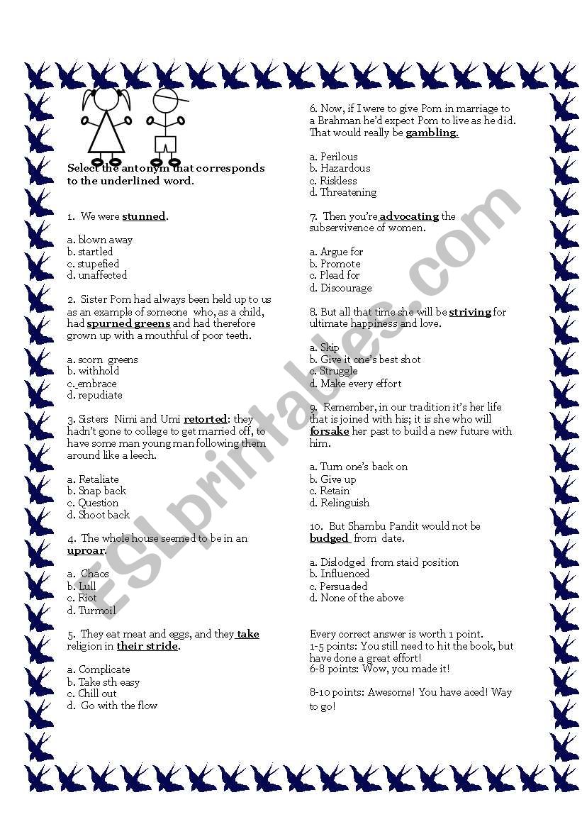 Fun Antonyms worksheet