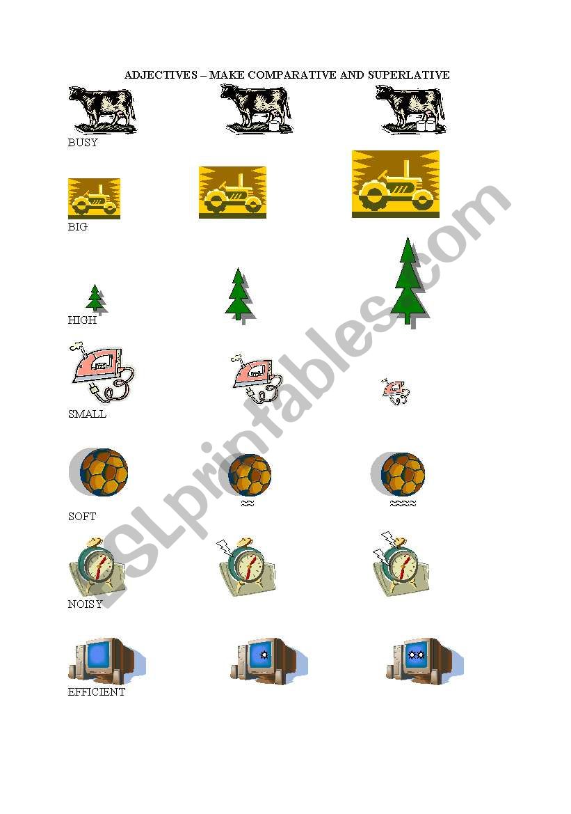 COMPARATIVE  and  SUPERLATIVE worksheet