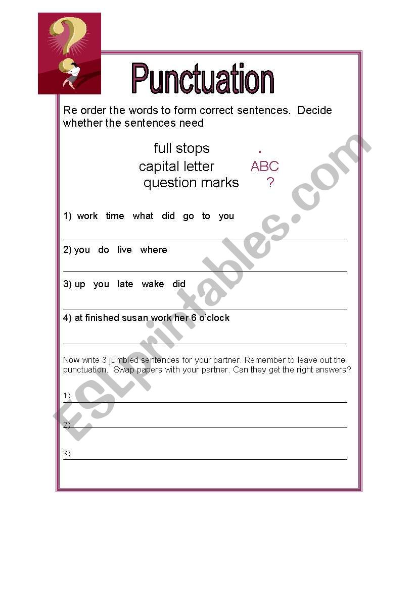 Punctuation Test worksheet