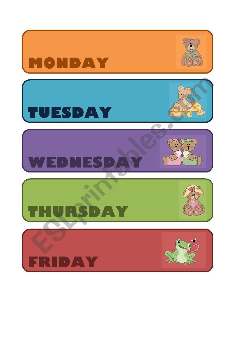 Days of the week worksheet