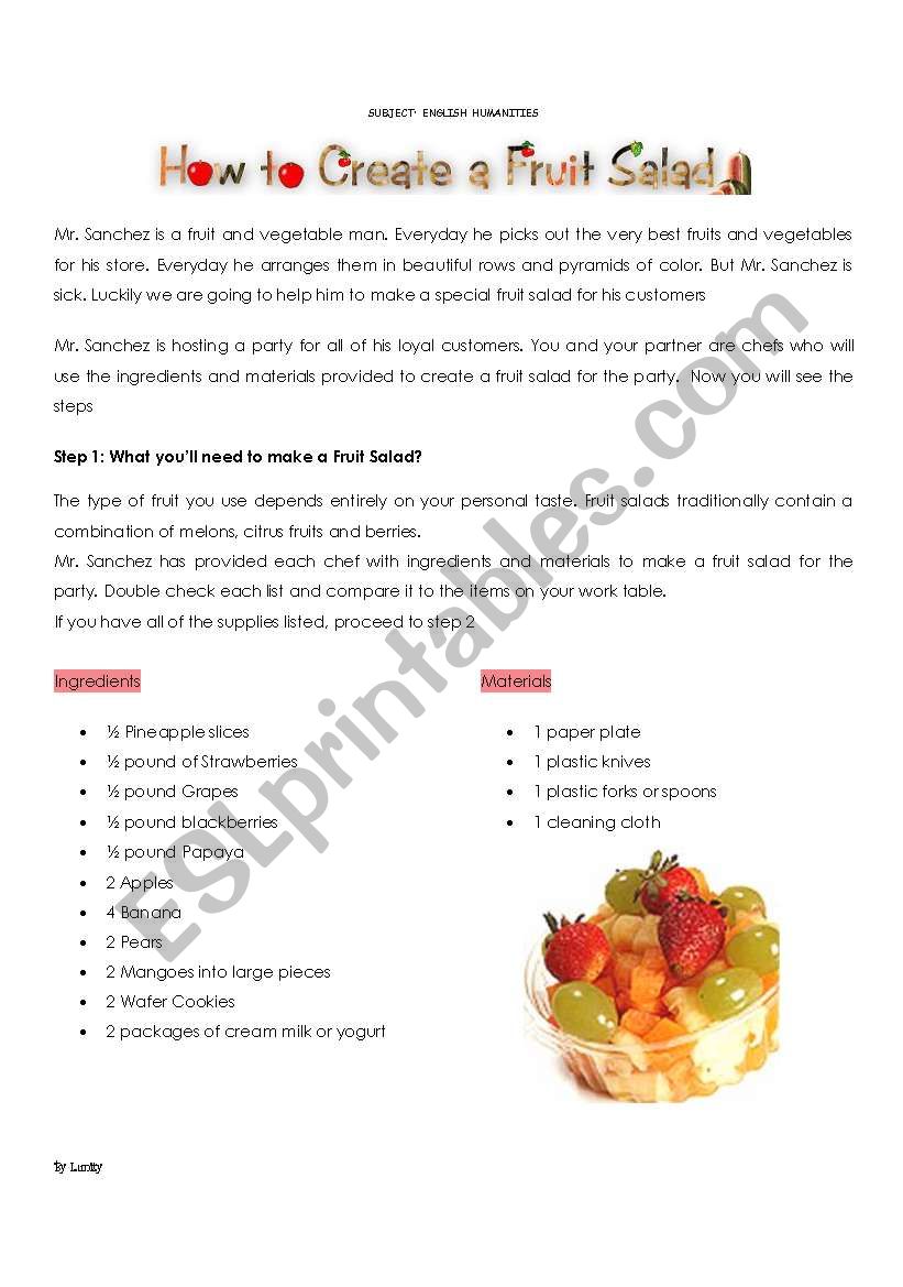 Fruits worksheet