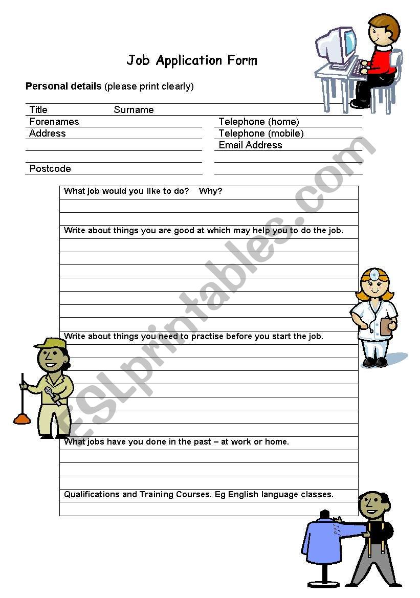 Jobs Activity - Application Form, Interview and Writing Exercise