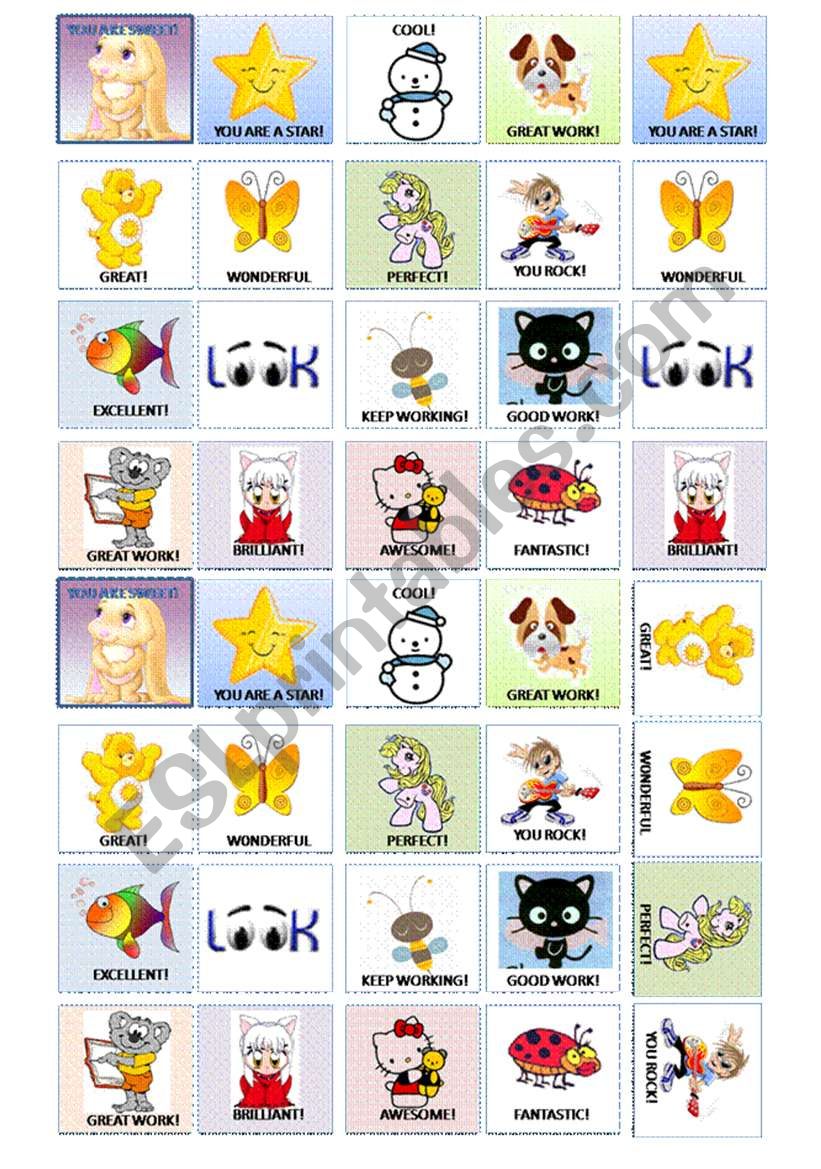 Stickers and awards worksheet