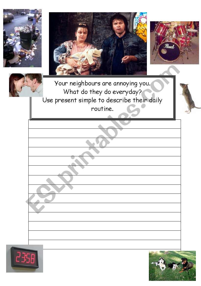 Annoying Neighbours worksheet