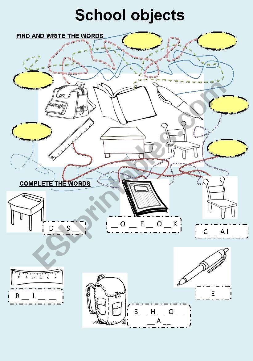 School objectsfun worksheet