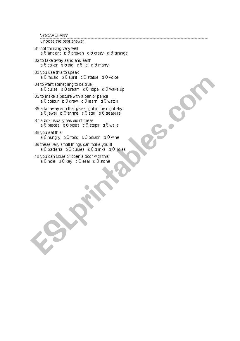 Vocabulary!! worksheet