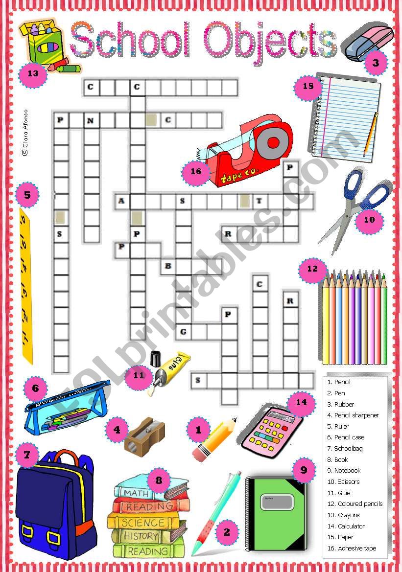 School Objects worksheet