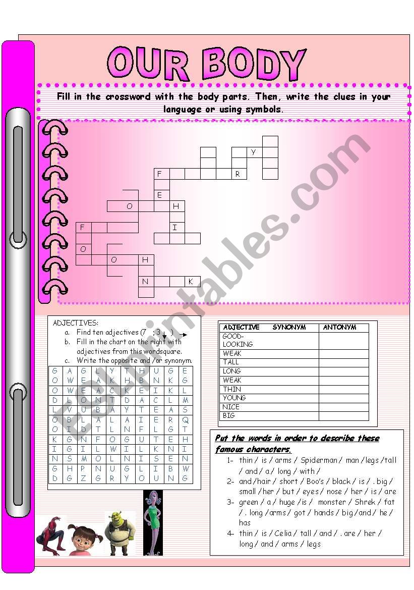 OUR BODY worksheet