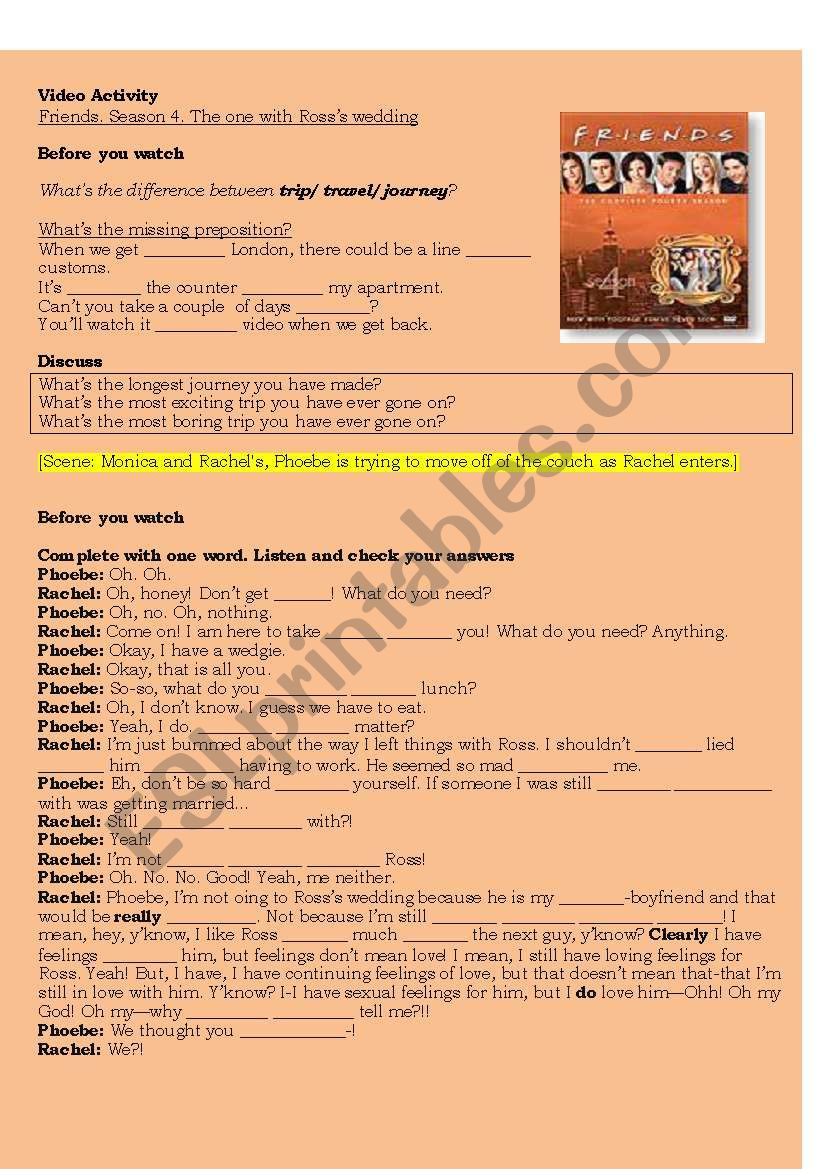 Friends (Season 4- the one with rossÂ´ wedding)