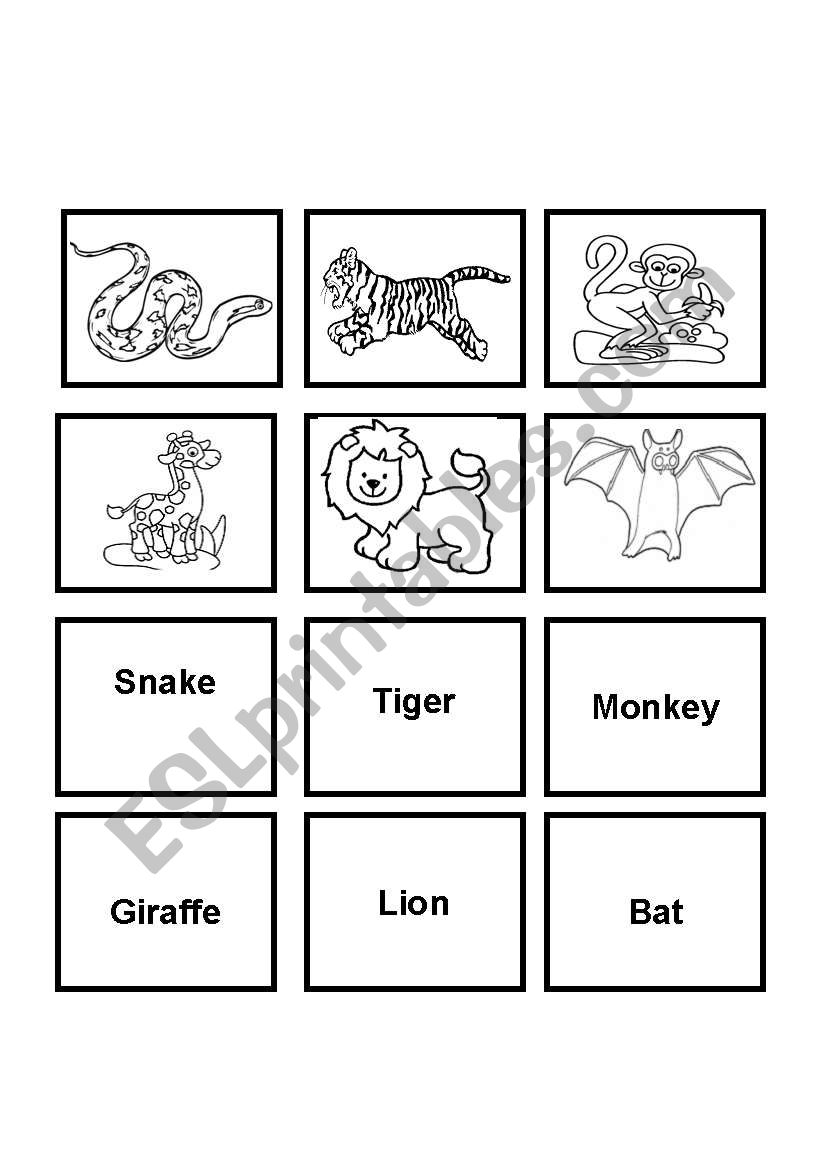 memory games animals worksheet