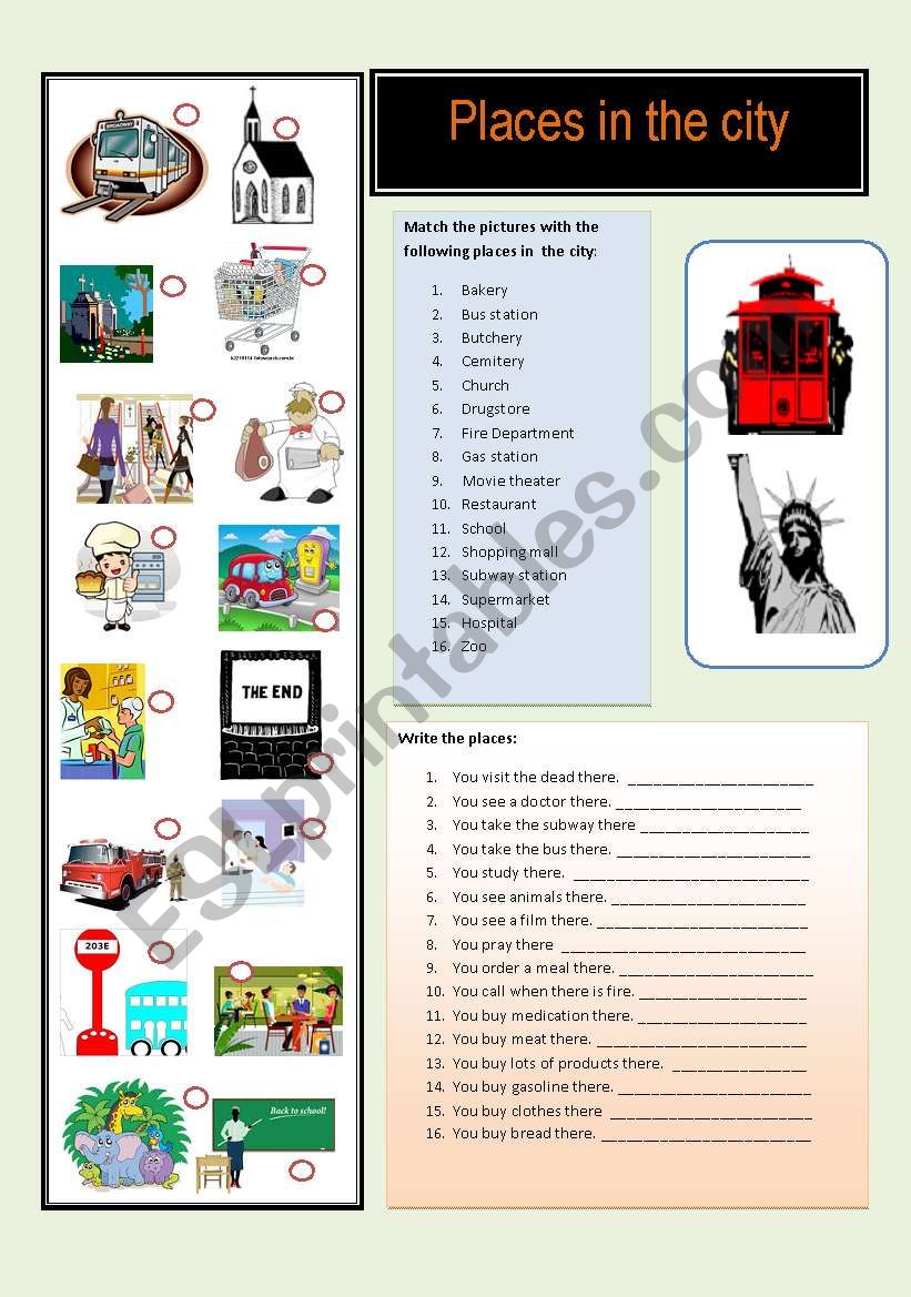 Places in the City worksheet