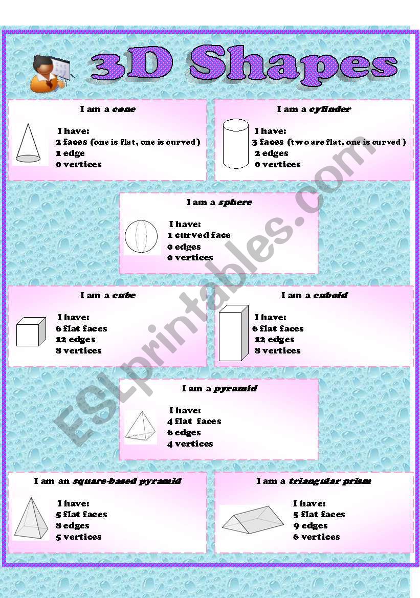 3D SHAPES worksheet