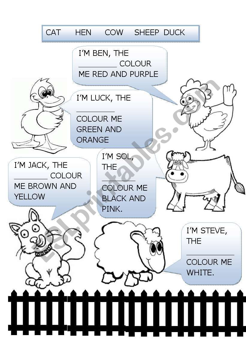 coloring farm animals worksheet