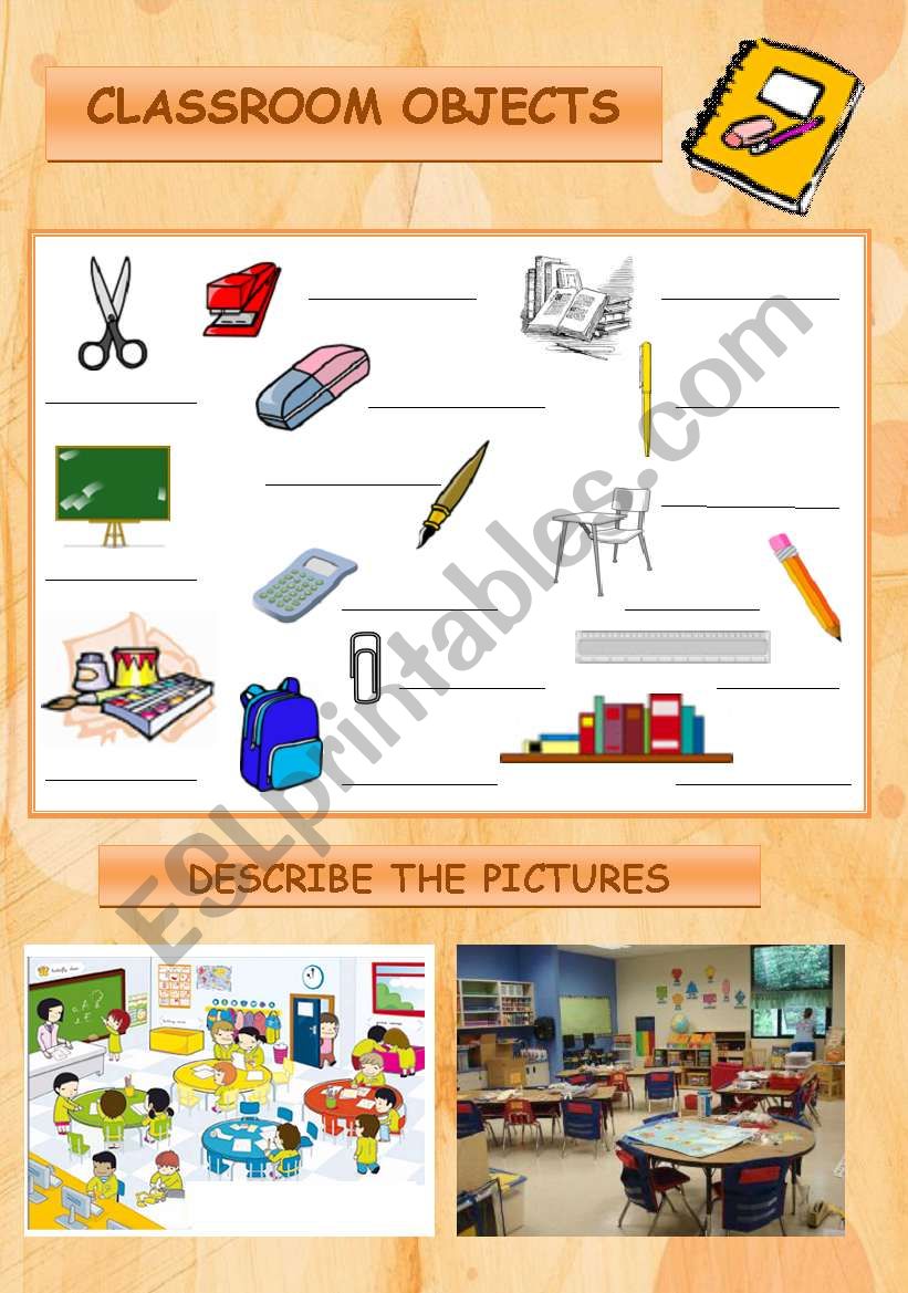 classroom objects worksheet