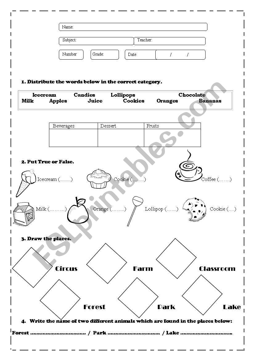 English test 4 worksheet