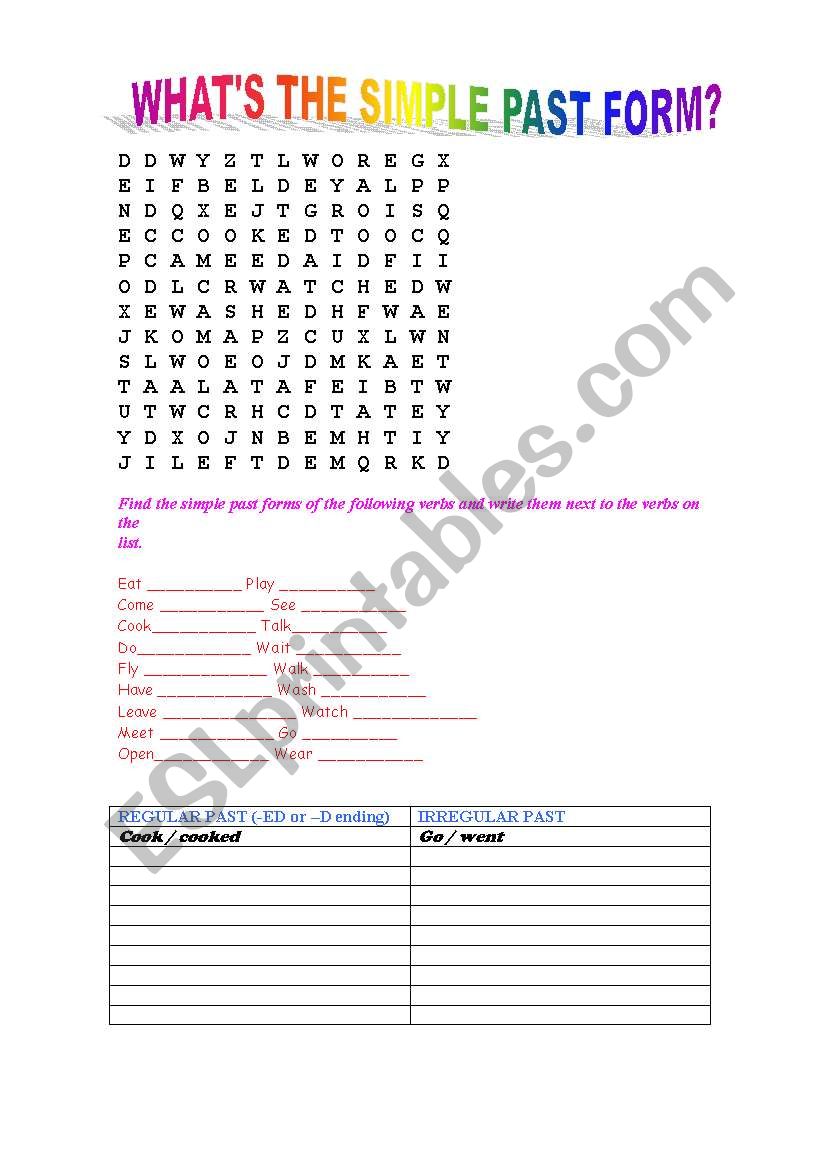 PAST SIMPLE - EXERCISES worksheet