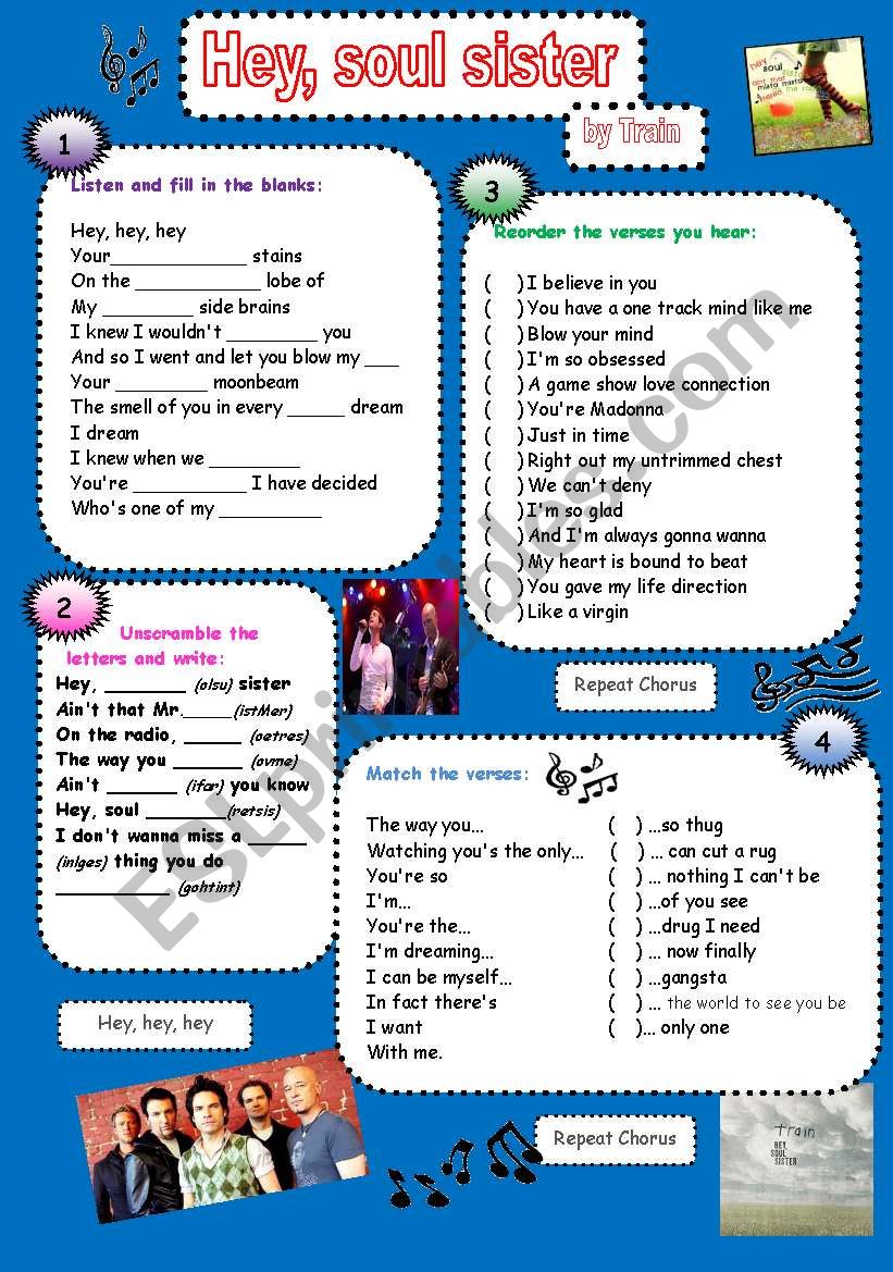 Hey, sould sister - Train worksheet