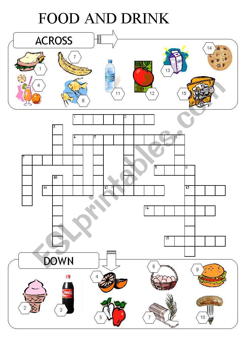 Food crossword worksheet